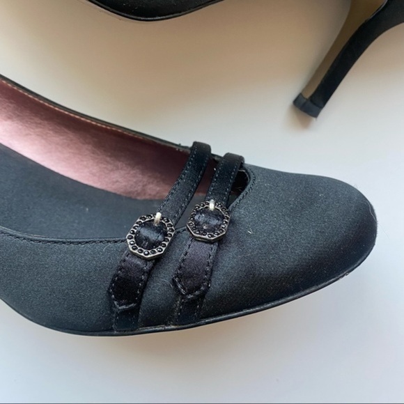 Sam and Libby • Ever After Black Satin Buckle Heels - Picture 2 of 8